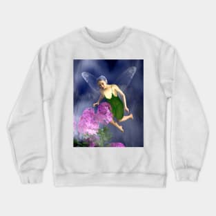 Fairy faerie flying in flowers dragonfly wings Crewneck Sweatshirt